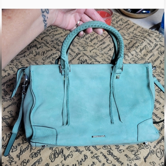 Rebecca Minkoff Handbags - Rebecca Minkoff Suede leather mint /seafoam green gently used beautiful